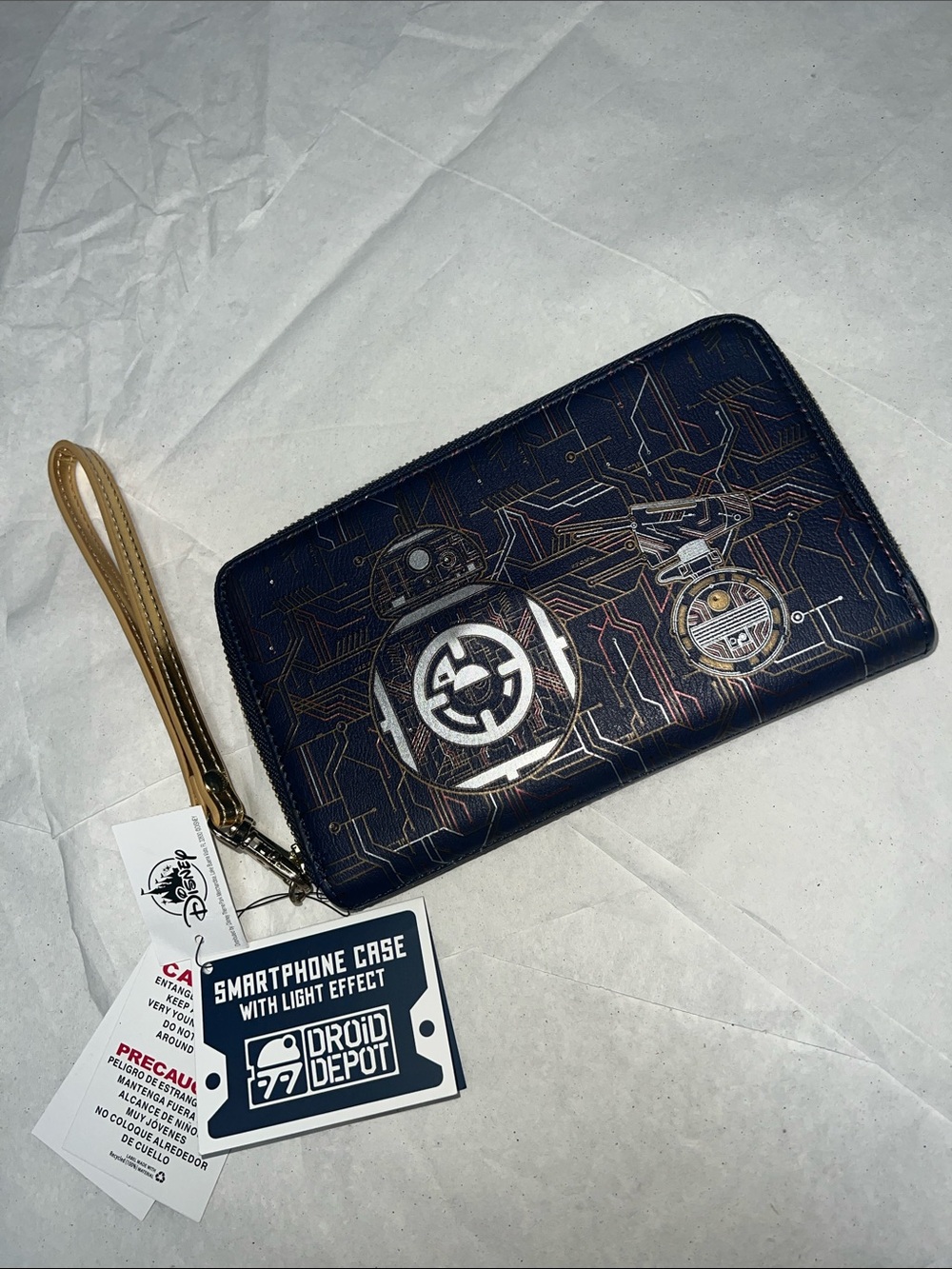 Disney Star Wars Driod Depot Navy Blue Zip Wristlet Wallet